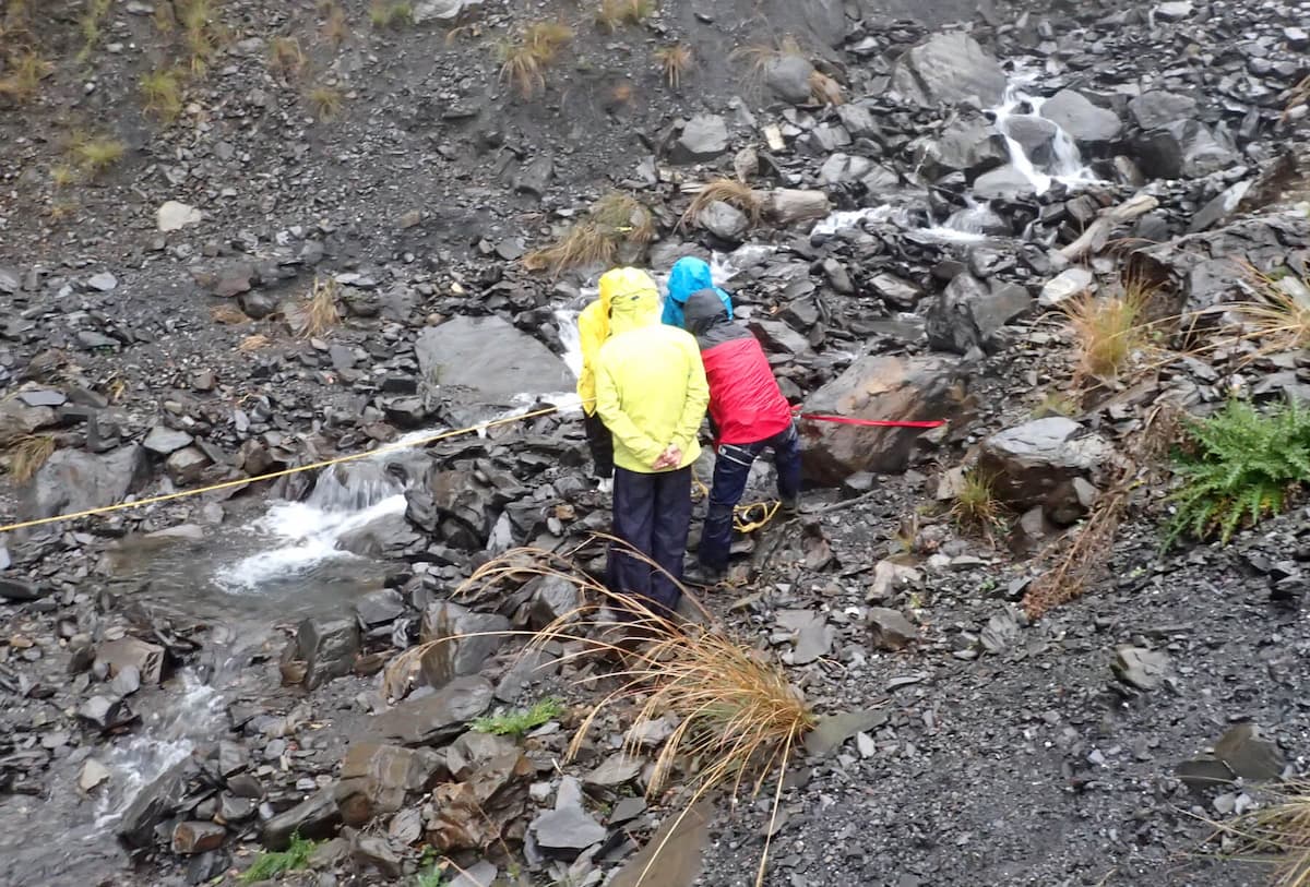 hikers checking ropes