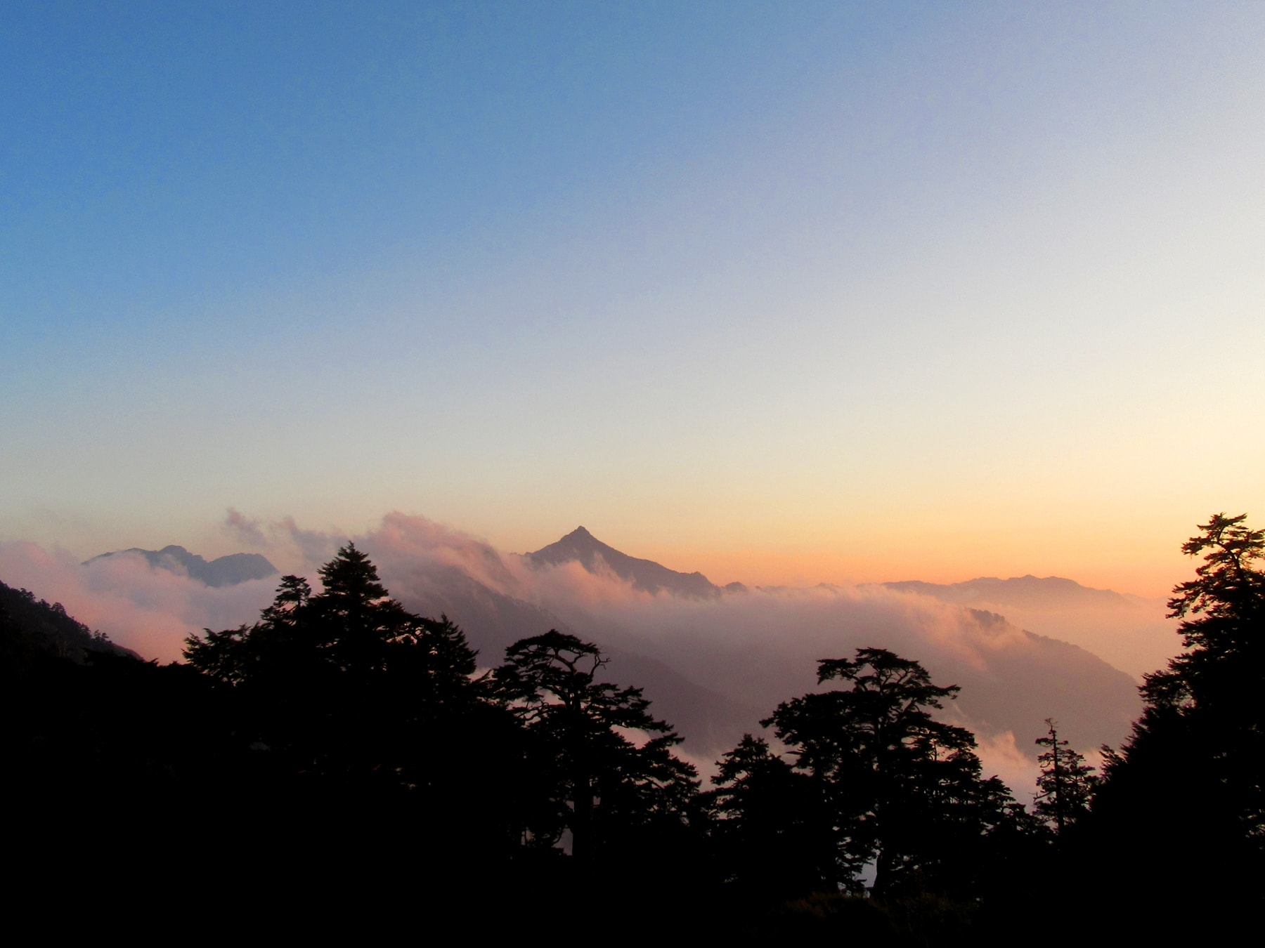 Mountain in the sunset